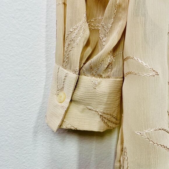 Vintage Blouse Large Sheer Blouse Flowy Evan Picone Vintage Floral Pattern Large - Picture 5 of 13